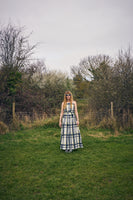 Handmade  Black Check with Yellow Overcheck On White Skirt
