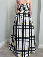 Handmade  Black Check with Yellow Overcheck On White Skirt