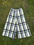 Handmade  Black Check with Yellow Overcheck On White Trousers
