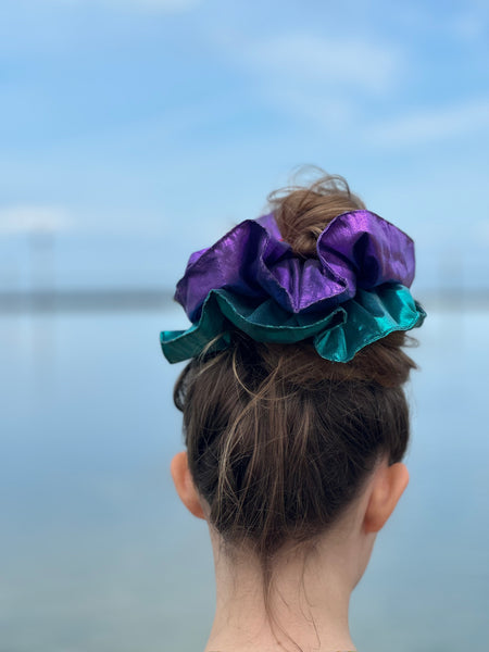 Handmade Shiny Turquoise Oversized Cloud Scrunchie