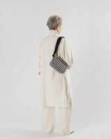 Black & White Pixel Gingham Camera Crossbody