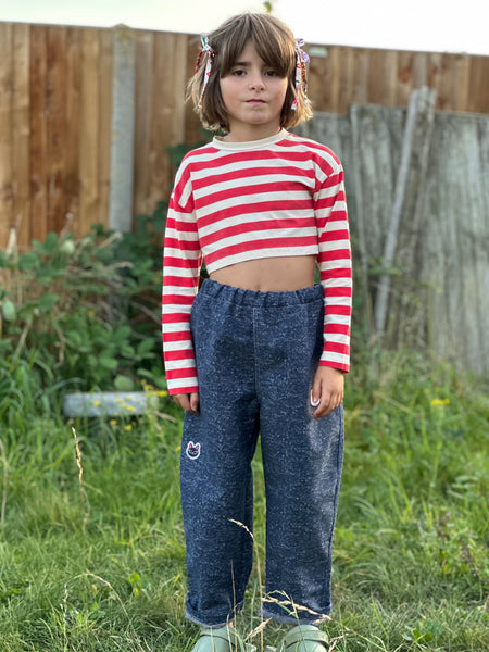 Handmade Vintage Cotton Blue Trousers