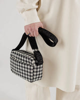 Black & White Pixel Gingham Camera Crossbody