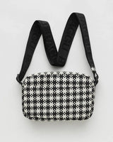 Black & White Pixel Gingham Camera Crossbody