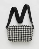 Black & White Pixel Gingham Camera Crossbody