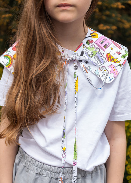Handmade Colour-in Cotton Collar 'Unisex Objects'