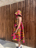 Handmade vintage cotton flowered fabric dress